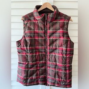 Eddie Bauer Premium Goose Down Quilted Down Plaid Puffer Vest Size Large